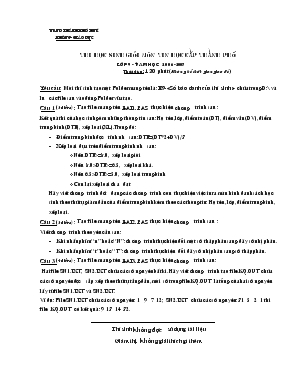 Thi học sinh giỏi môn Tin học cấp thành phố lớp 9 - Năm học 2006 - 2007